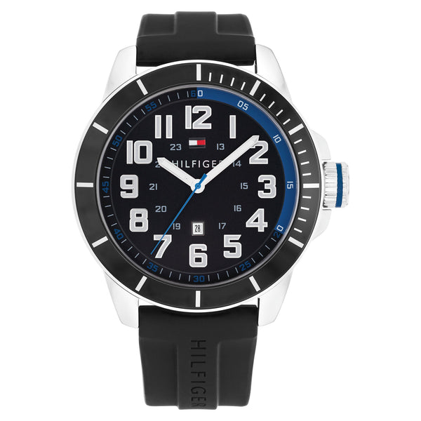 Tommy Hilfiger Silicone Black Dial Men's Watch - 1791072