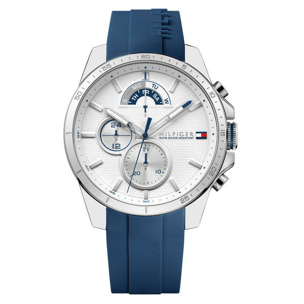 Tommy Hilfiger Decker Blue Silicone White Dial Multi-function Men's - 1791349