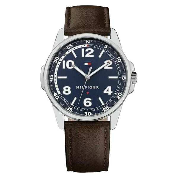 Tommy Hilfiger Brown Leather Navy Dial Men's Watch - 1791375