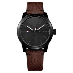 Tommy Hilfiger Brown Leather Black Dial Men's Watch - 1791383