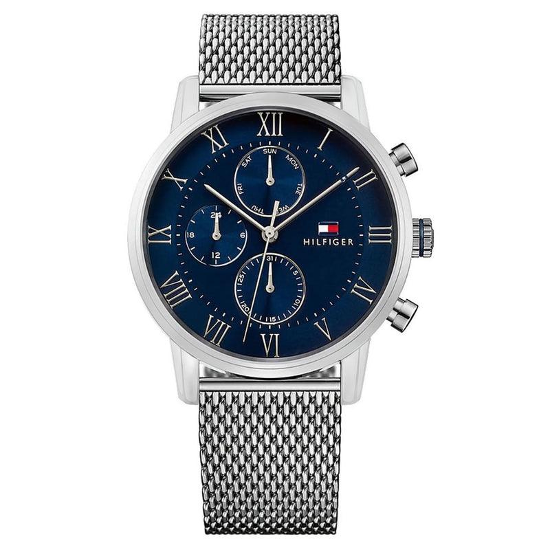 Tommy Hilfiger Stainless Steel Mesh Blue Dial Men's Multi-function Watch - 1791398