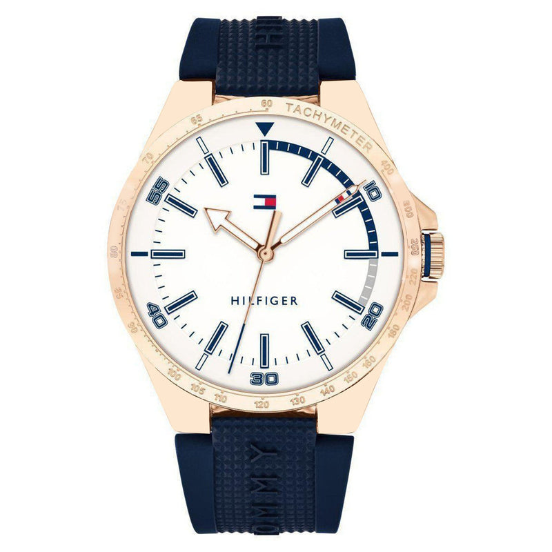 Tommy Hilfiger Blue Silicone White Dial Men's Watch - 1791526