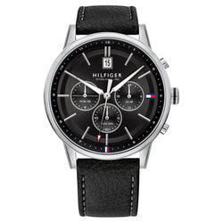 Tommy Hilfiger Multi-function Black Leather Men's Watch - 1791630