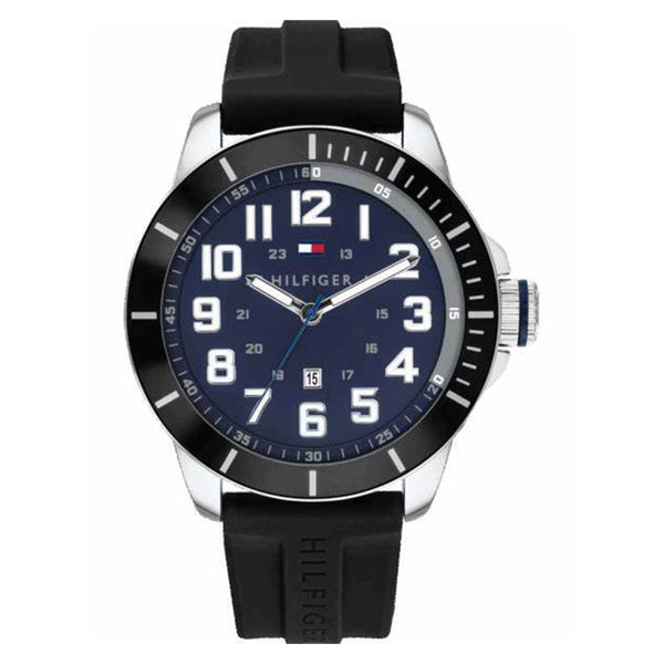 Tommy Hilfiger Black Silicone Navy Dial Men's Watch - 1791661