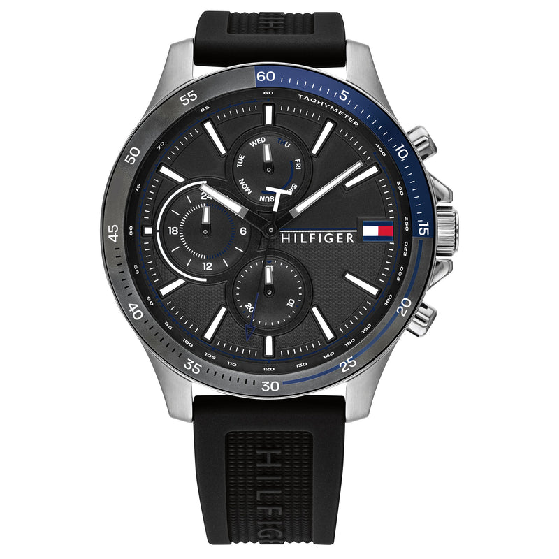 Tommy Hilfiger Black Silicone Multi-function Men's Watch - 1791724