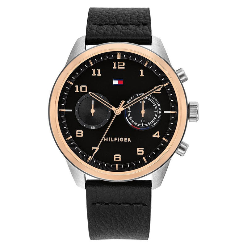 Tommy Hilfiger Patrick Black Leather Men's Multi-function Watch - 1791786