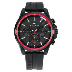 Tommy Hilfiger Mason Black Silicone Band Men's Multi-function Watch - 1791793