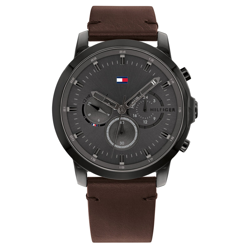 Tommy Hilfiger Dark Brown Leather Men's Multi-function Watch - 1791799