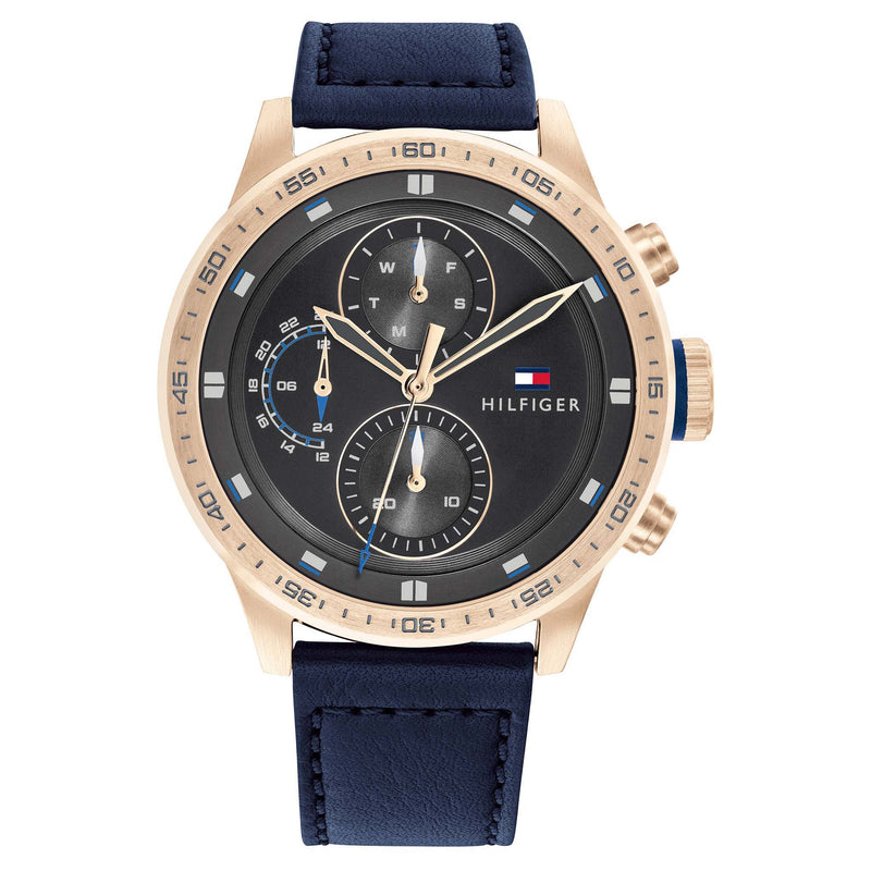 Tommy Hilfiger Navy Leather Men's Multi-function Watch - 1791808