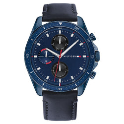 Tommy Hilfiger Blue Leather Men's Multi-function Watch - 1791839