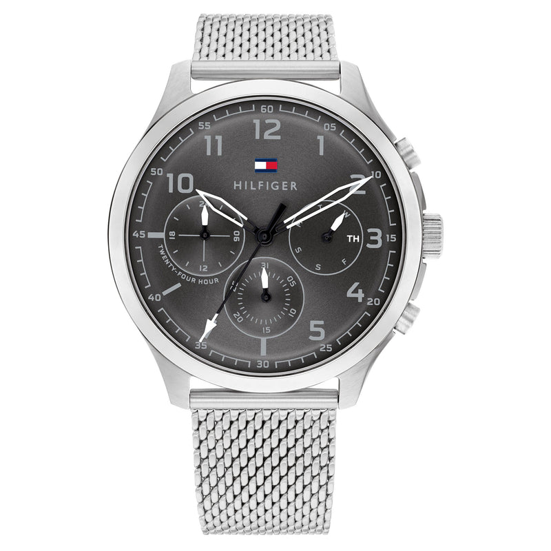 Tommy Hilfiger Silver Steel Mesh Grey Dial Men's Multi-function Watch - 1791851