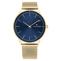 Tommy Hilfiger Gold Mesh Navy Dial Men's Watch - 1791877