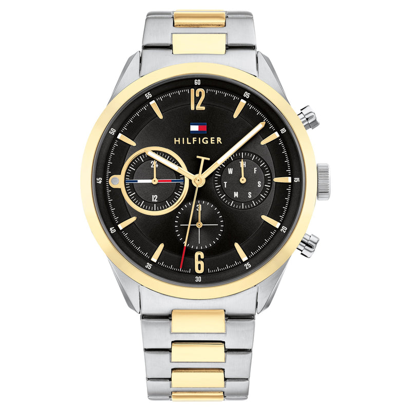 Tommy Hilfiger Two-Tone Steel Black Dial Men's Multi-function Watch - 1791944