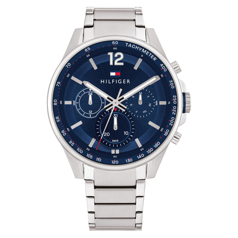 Tommy Hilfiger Silver Steel Blue Dial Men's Multi-function Watch - 1791973