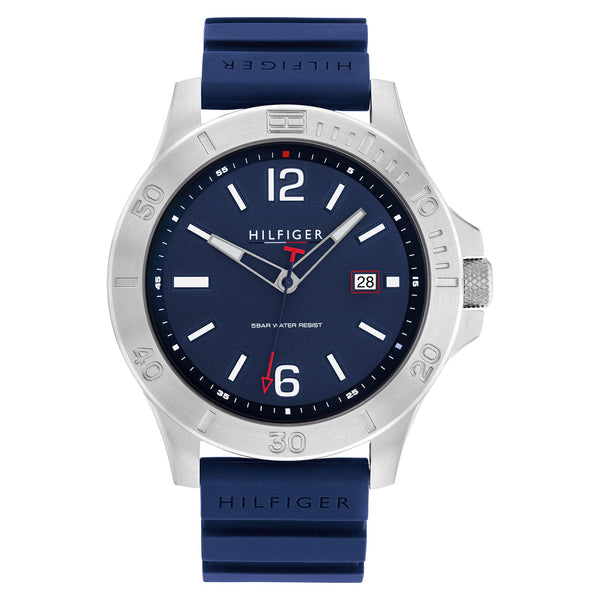 Tommy Hilfiger Silicone Band Blue Dial Men's Watch - 1791991