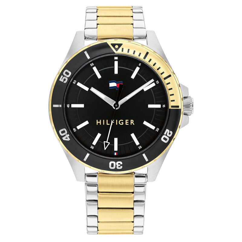 Tommy Hilfiger Two-Tone Steel Black Dial Men's Watch - 1792013