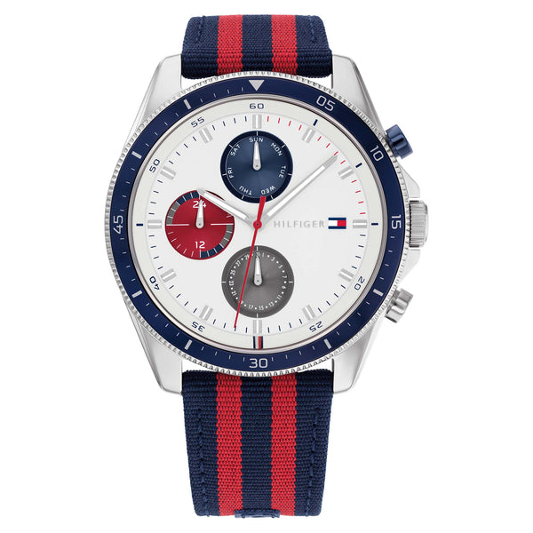 Tommy Hilfiger Blue Nylon White Dial Multi-function Men's Watch - 1792035