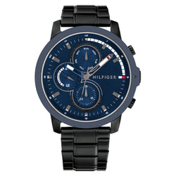 Tommy Hilfiger Black Steel Navy Dial Multi-function Men's Watch - 1792049