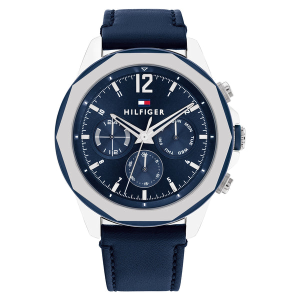 Tommy Hilfiger Navy Leather Multi-function Men's Watch - 1792063