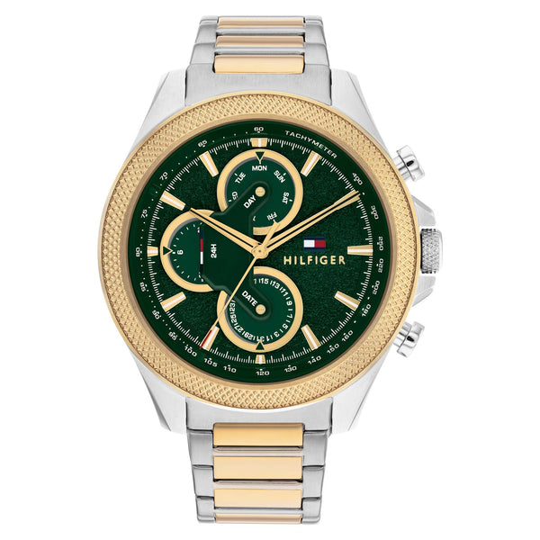 Tommy Hilfiger Two-tone Stainless Steel Green Dial Multi-function Men's Watch - 1792079