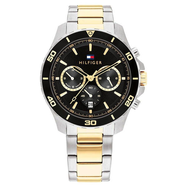 Tommy Hilfiger Two-Tone Steel Black Dial Multi-function Men's Watch - 1792095