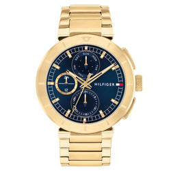 Tommy Hilfiger Gold Steel Navy Dial Multi-function Men's Watch - 1792118