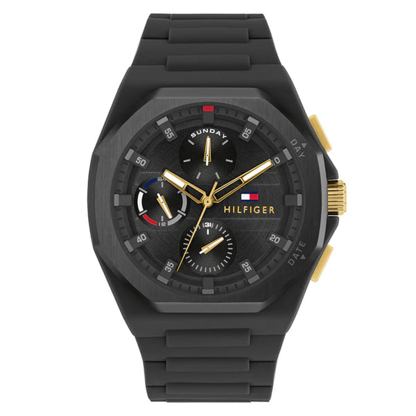Tommy Hilfiger Silicone Black Dial Multi-function Men's  Watch - 1792120