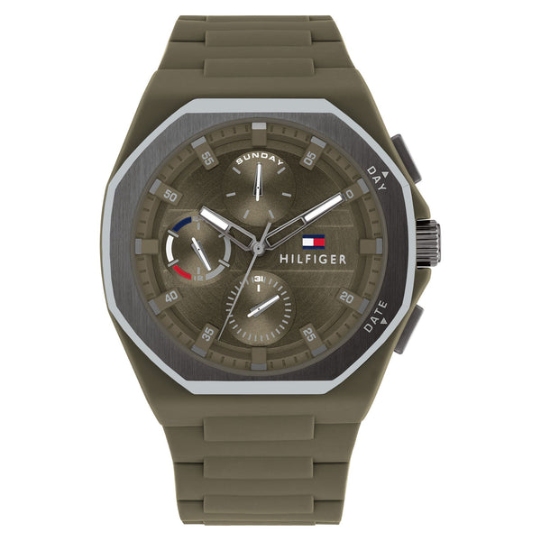 Tommy Hilfiger Silicone Green Dial Multi-function Men's Watch - 1792121