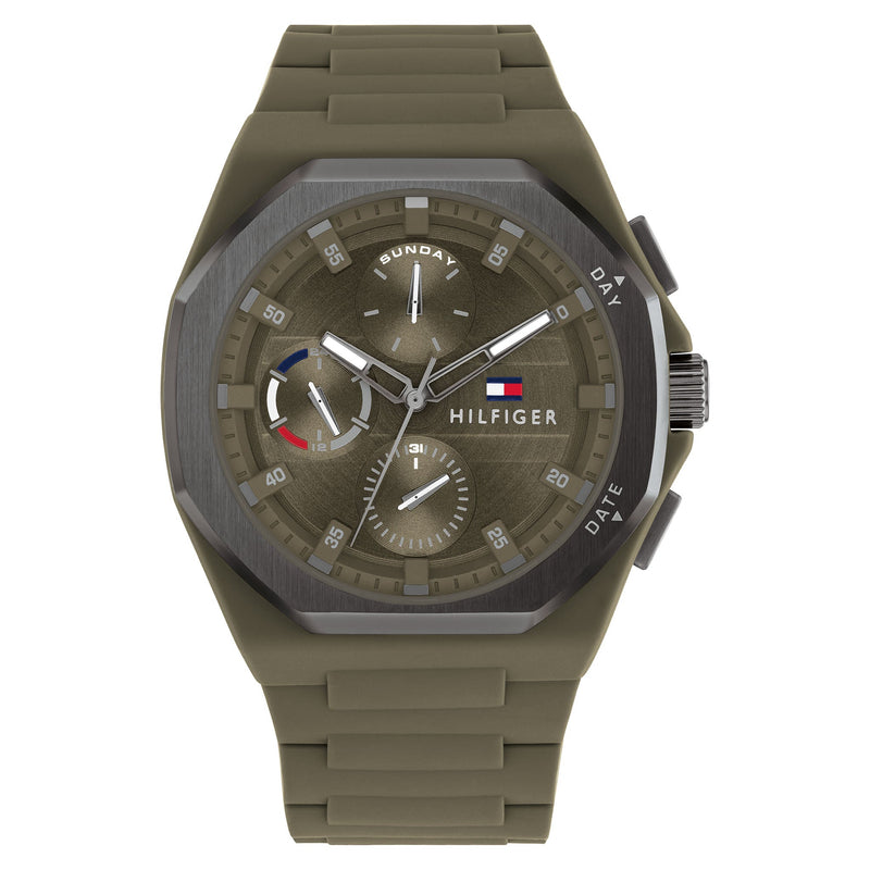 Tommy Hilfiger Silicone Green Dial Multi-function Men's Watch - 1792121