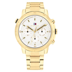 Tommy Hilfiger Gold Steel White Dial Multi-function Men's Watch - 1792127