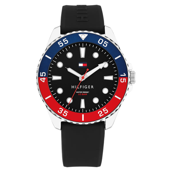 Tommy Hilfiger Silicone Black Dial Men's Watch - 1792201