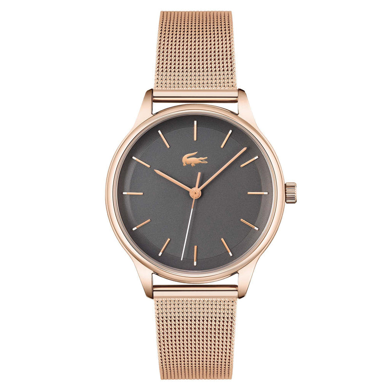 Lacoste Carnation Gold Steel Mesh Grey Dial Women's Watch - 2001209