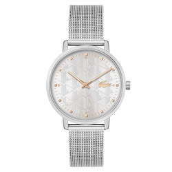Lacoste Crocorigin Steel Mesh Silver White Dial Slim Women's Watch - 2001285