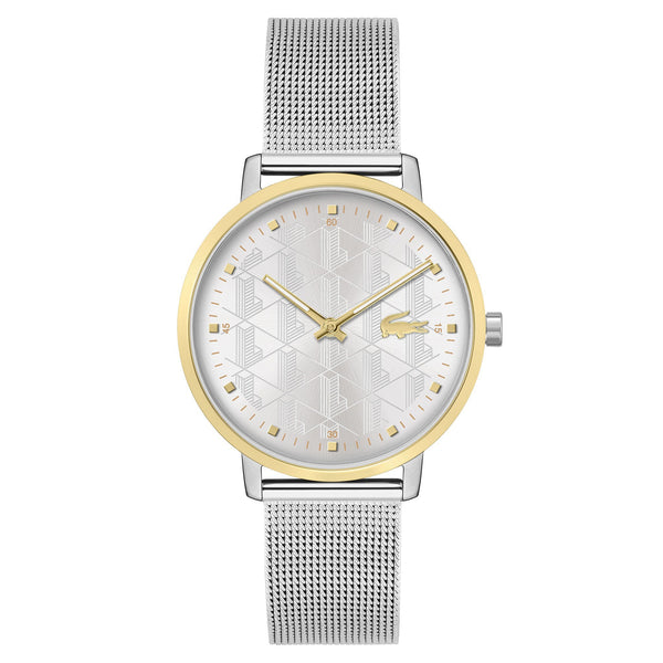 Lacoste Crocorigin Steel Mesh Silver White Dial Slim Women's Watch - 2001286