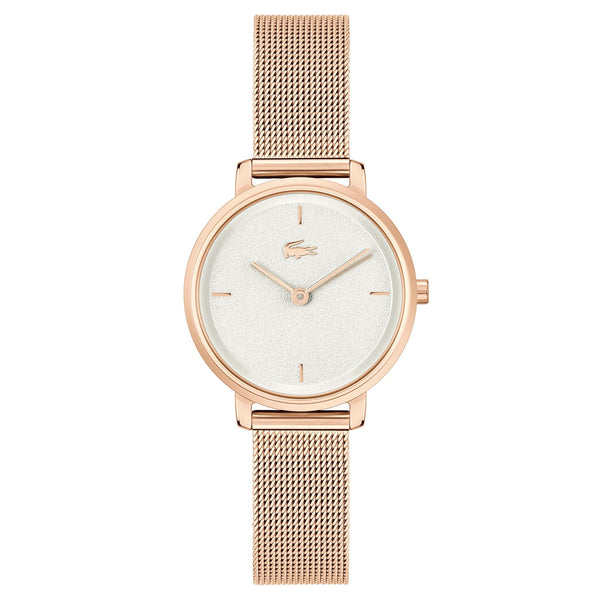 Lacoste Carnation Gold Steel Mesh White Dial Slim Women's Watch - 2001321