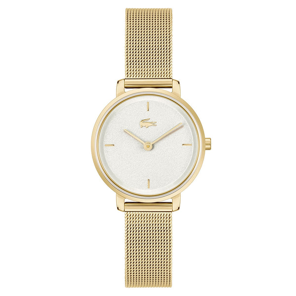 Lacoste Gold Steel Mesh White Dial Slim Women's Watch - 2001322