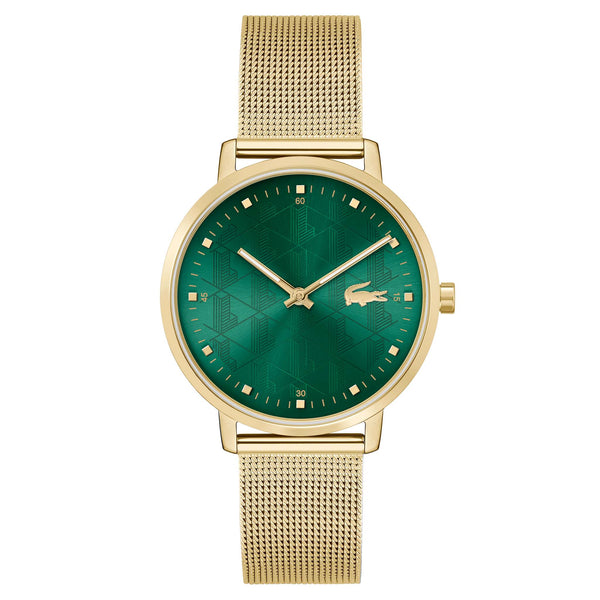 Lacoste Gold Steel Mesh Green Dial Women's Watch - 2001356