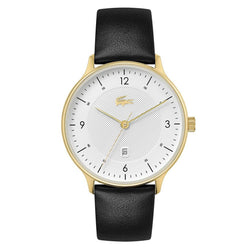 Lacoste Club Black Leather White Dial Men's Watch - 2011117