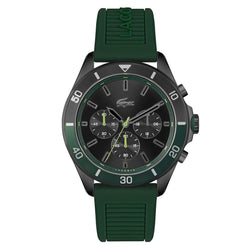 Lacoste Tiebreaker Green Silicone Black Dial Men's Chronograph Watch - 2011153