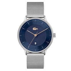 Lacoste Club Silver Mesh Navy Dial Men's Watch - 2011158