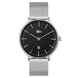 Lacoste Club Silver Mesh Black Dial Men's Watch - 2011221