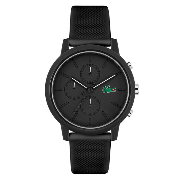 Lacoste 12.12 Black Silicone Chronograph Men's Watch - 2011243