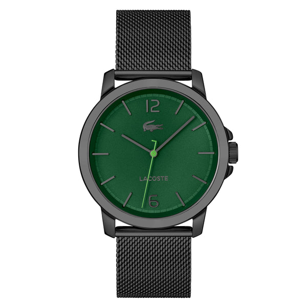 Lacoste Black Steel Mesh Green Dial Men's Watch - 2011277