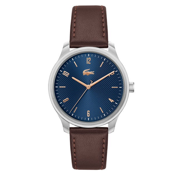 Lacoste Brown Leather Navy Dial Men's Watch- 2011322