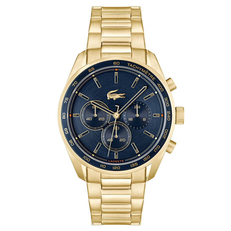 Lacoste Gold Steel Blue Dial Chronograph Men's Watch - 2011381
