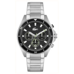 Lacoste Stainless Steel Black Dial Chronograph Men's Watch - 2011382