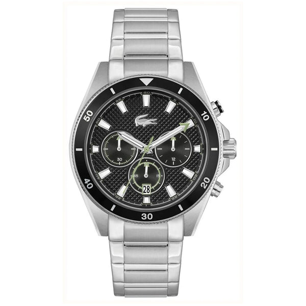 Lacoste Stainless Steel Black Dial Chronograph Men's Watch - 2011382