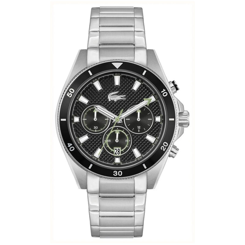 Lacoste Stainless Steel Black Dial Chronograph Men's Watch - 2011382