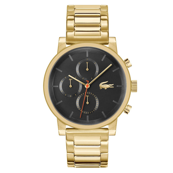 Lacoste Gold Steel Black Dial Multi-function Men's Watch - 2011407