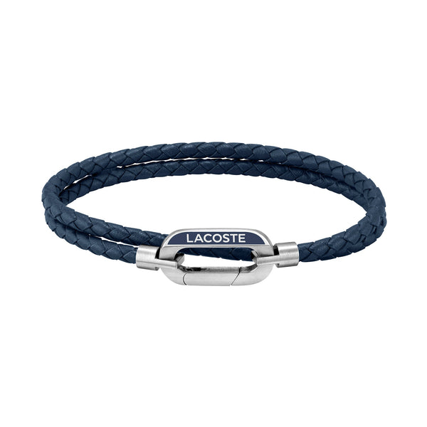 Lacoste Jewellery Stainless Steel & Blue Leather Men's Bracelet - 2040112